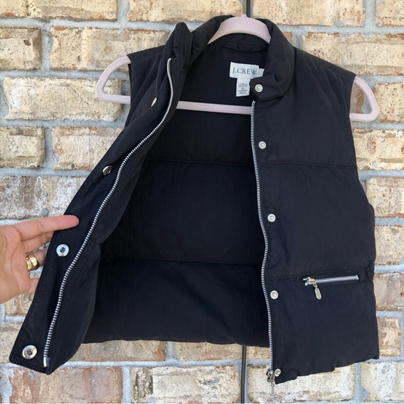 J Crew Womens Black Sleeveless Full Zip Snap Button Goose Down Puffer Vest XS - Picture 6 of 11